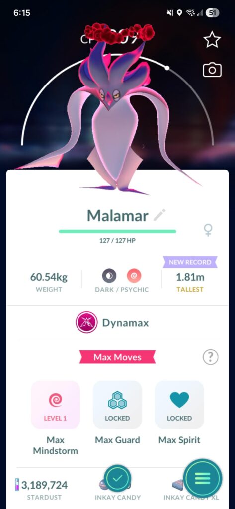 Dynamax Malamar Visual Glitch