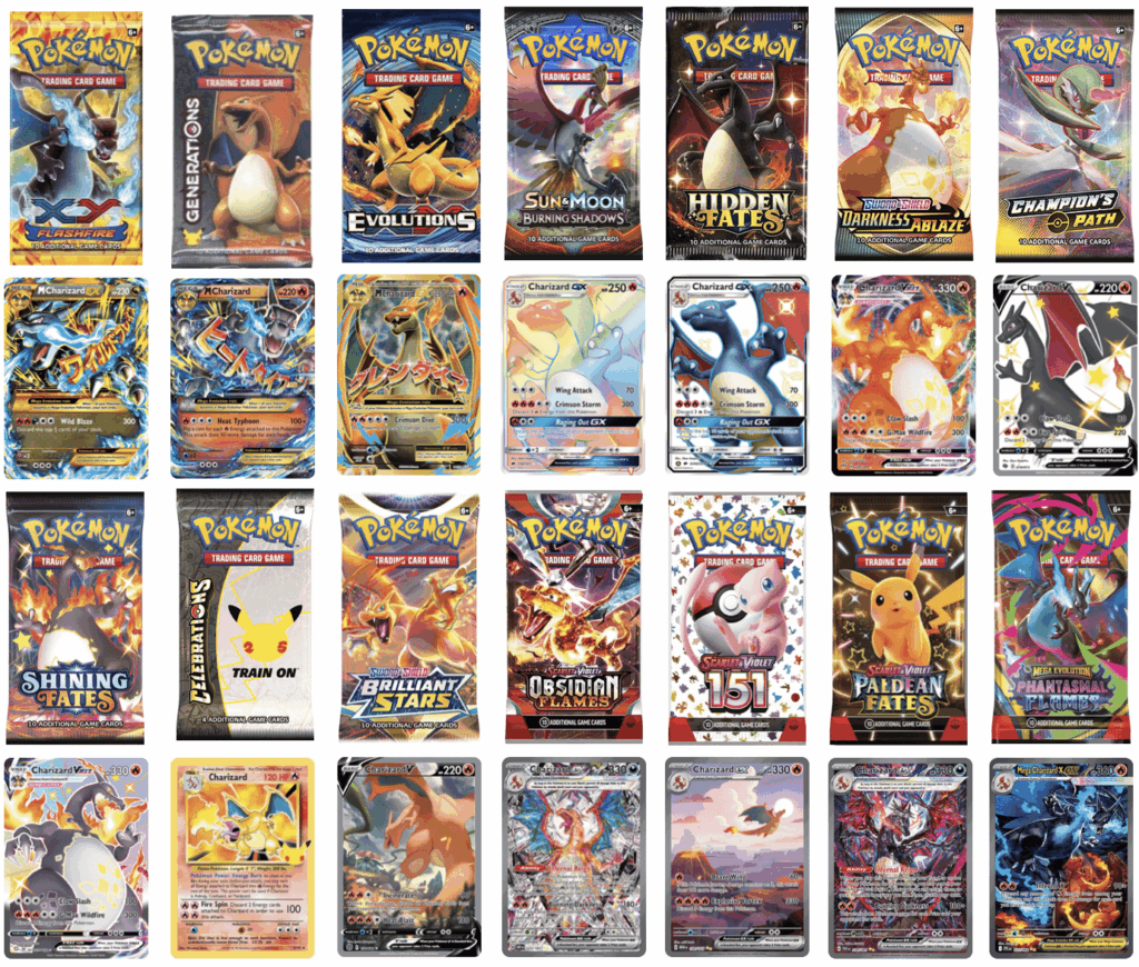 Every set that had Charizard as main chase card from XY ~ Mega Evolution