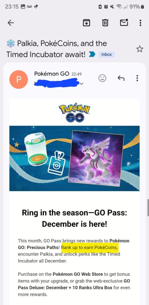 GO Pass December to award pokecoins?