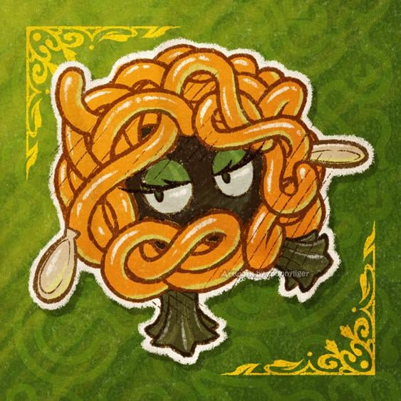 Strandela, a Pumpkin Innards-Inspired Tangela Variant (OC)