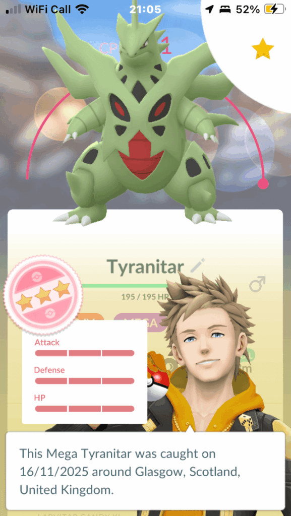 XXL Tyranitars takes up the whole screen