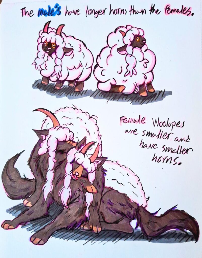 Alternate Wooloo line, with slight gender differences.