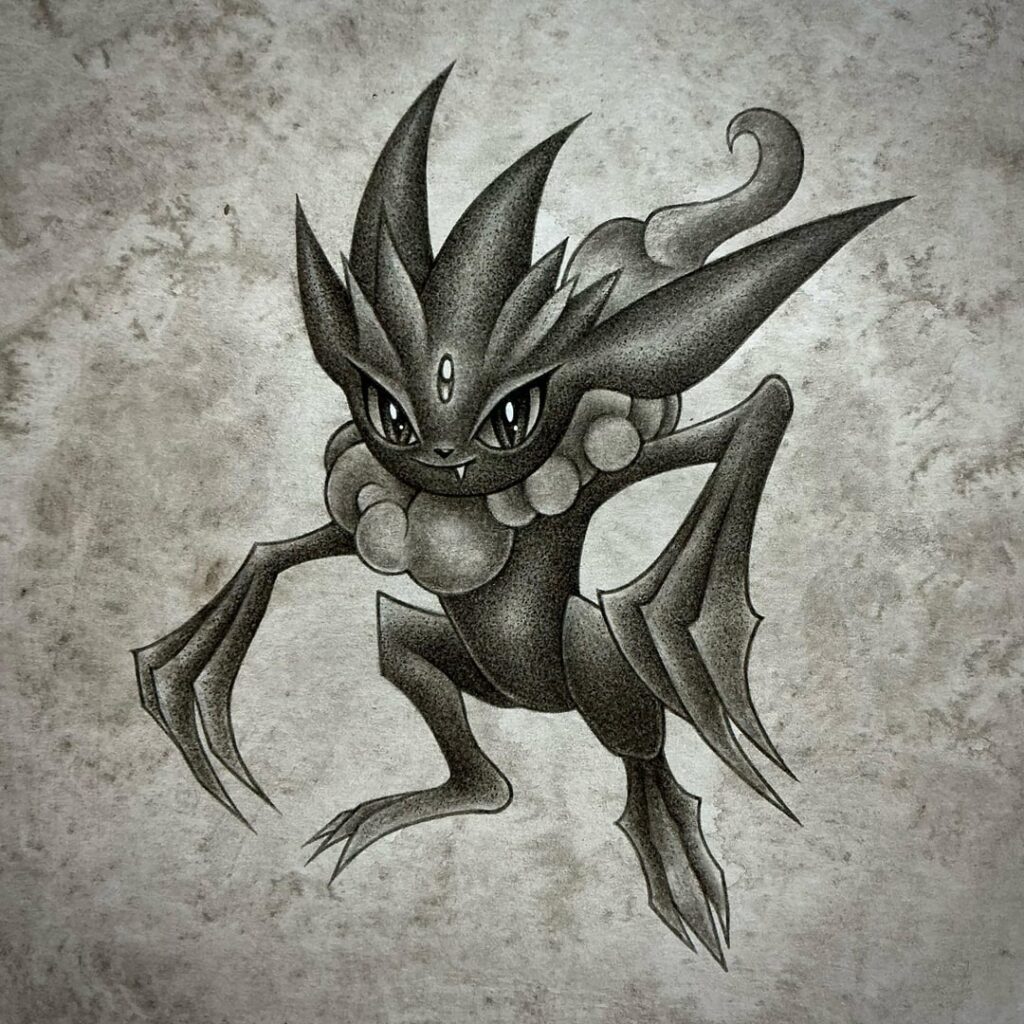 Weavile/Frogadier fusion by me, traditional art