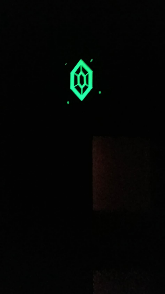 Sableye inspired gemstone glow i the dark.