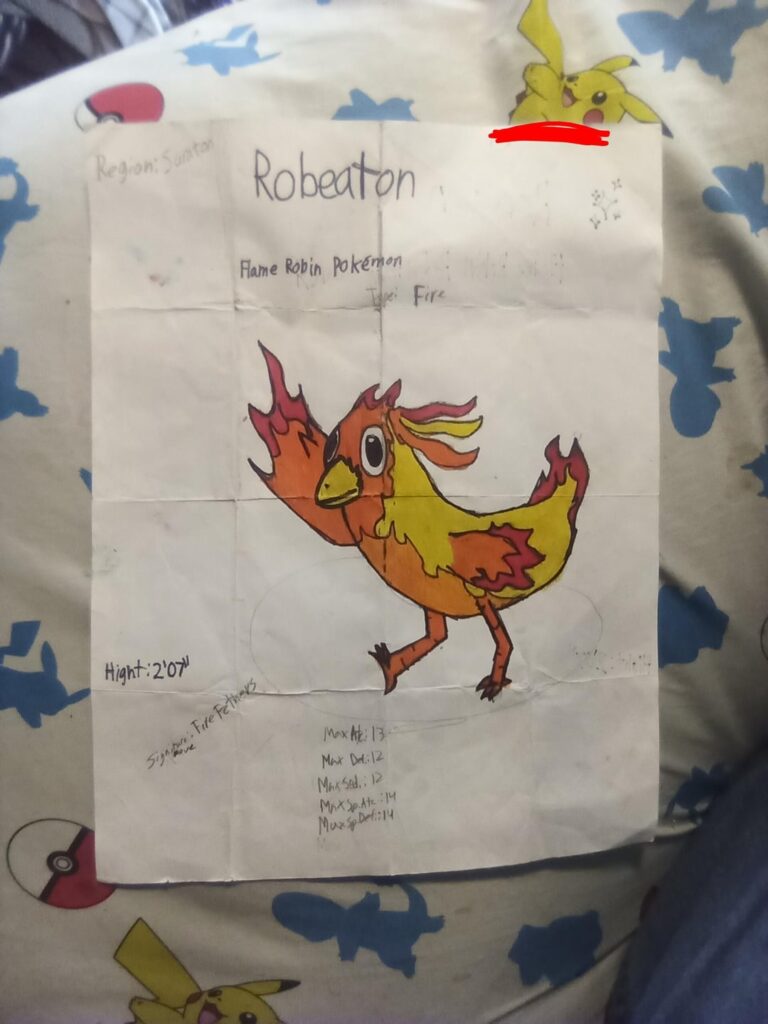 Original fakemon Fire starter Robeaton and it's evolution