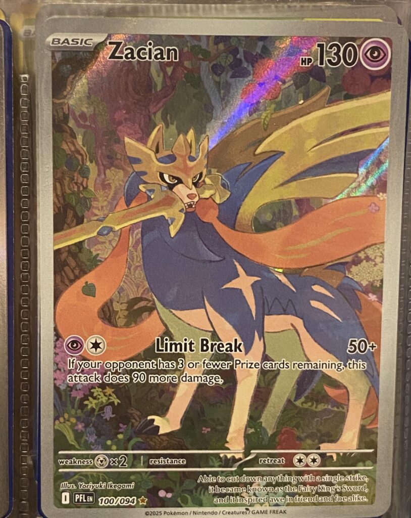 we got my kid one of the new mega Pokémon packs and we pulled this… 😍