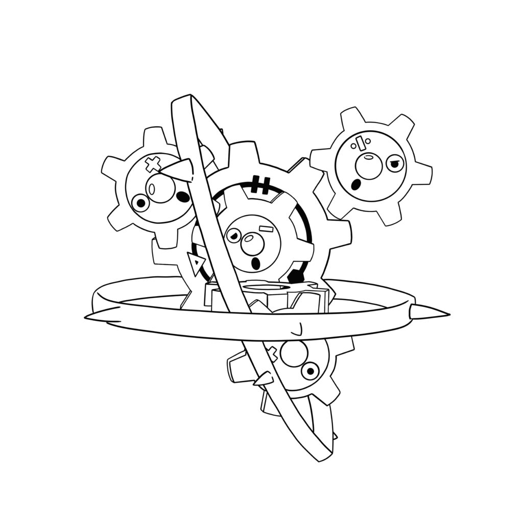 Mega Klinklang concept art - draft (colorless)