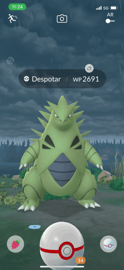 Mega Tyranitar being boosted in rainy weather then immediately not being boosted
