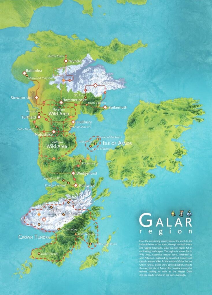 I'm replaying Pokémon Sword and I wanted to make a realistic map of Galar (OC)