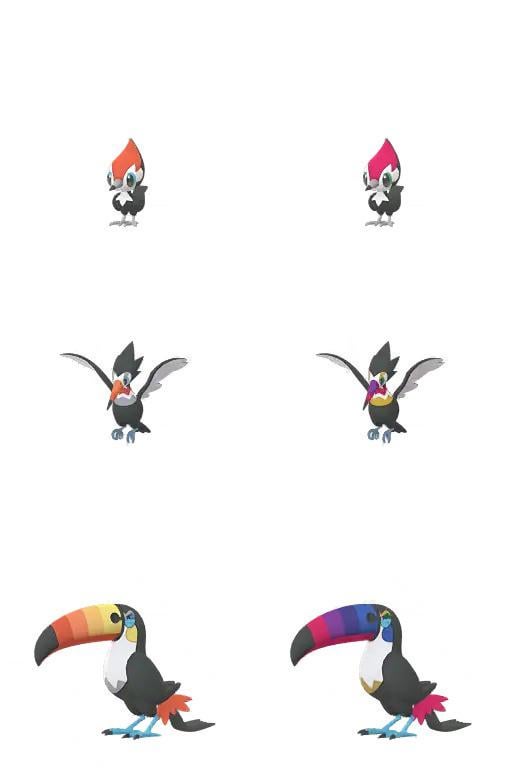 Shiny Pikipek Family Comparison