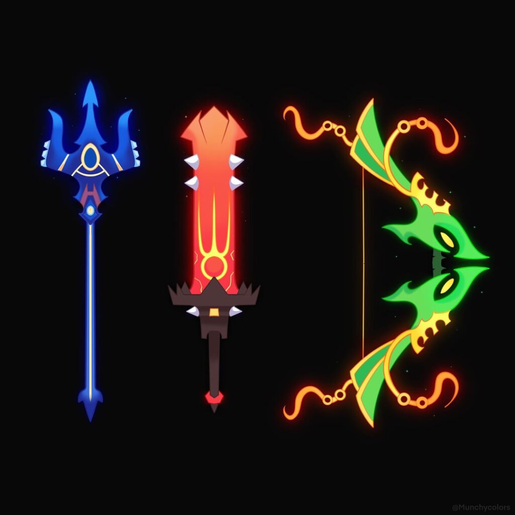 The Sea 🌊, The Earth 🌏 and the Sky ☁️ Weapon Designs ✨