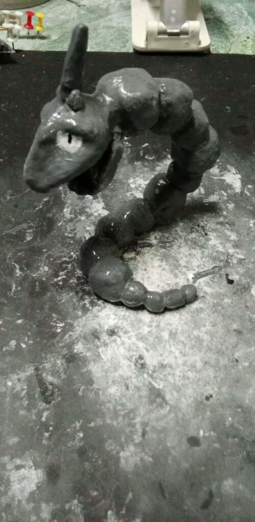 A large air dry clay Onix figure i made weeks ago