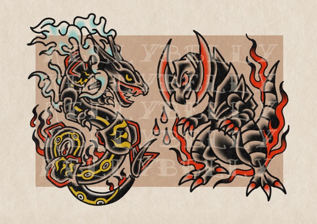 More Pokemon tattoo designs I’ve drawn as a tattoo apprentice 😁🩸