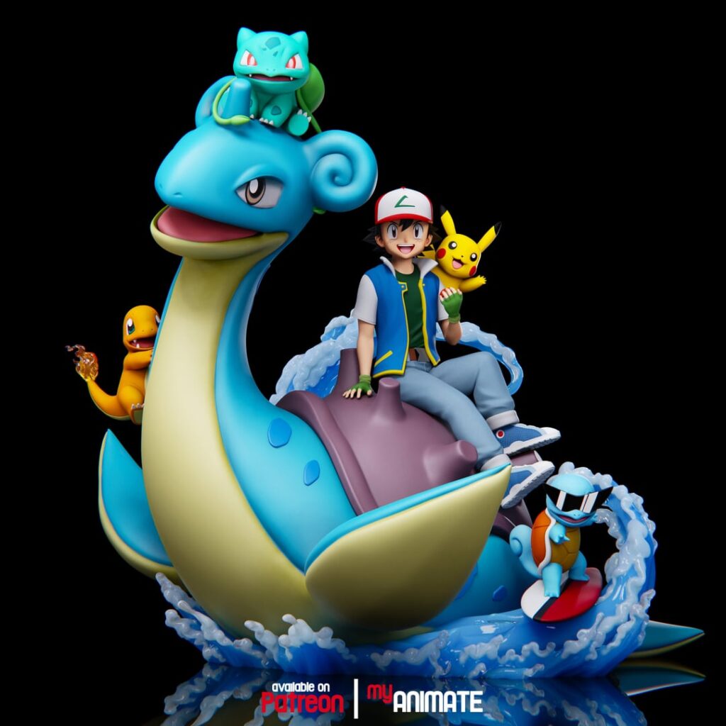 OC🎨 FanArt Pokémon STL Diorama ✨ — A nostalgic adventure with Ash, Lapras, and his starters! ⚡🌊🔥🌿