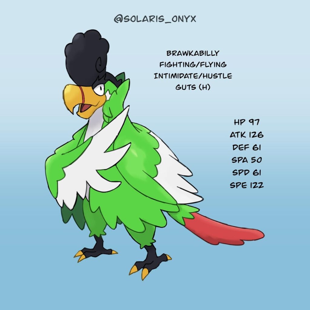 Here is Brawkabilly ( Fighting/Flying ), an evolution of Squawkabilly including the different plumages! Which one is your favourite?