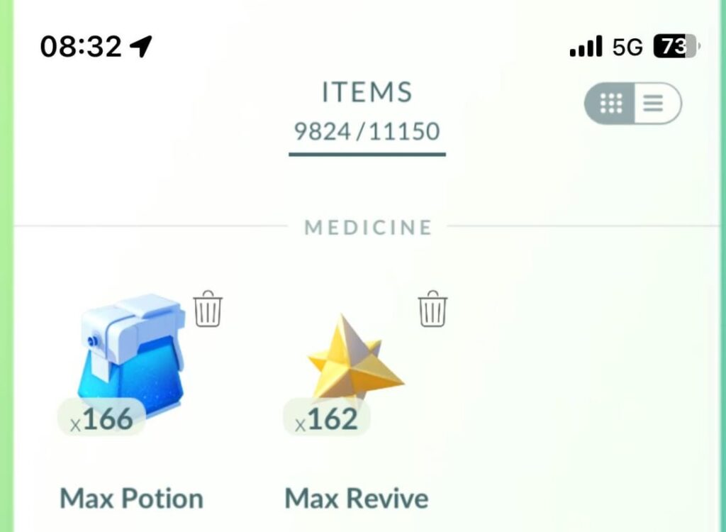 New max item bag (11150?) & Pokémon storage (11300?) (lvl 72)