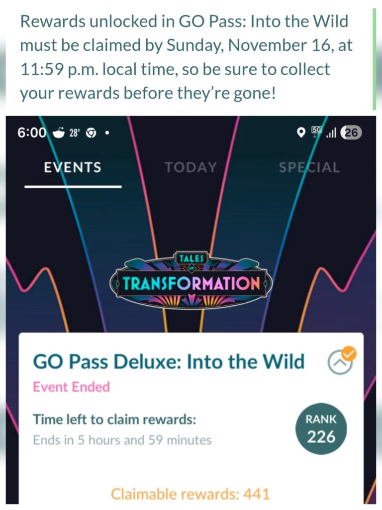 PSA - Remember to claim your "Into the Wild" Go Pass Rewards in time