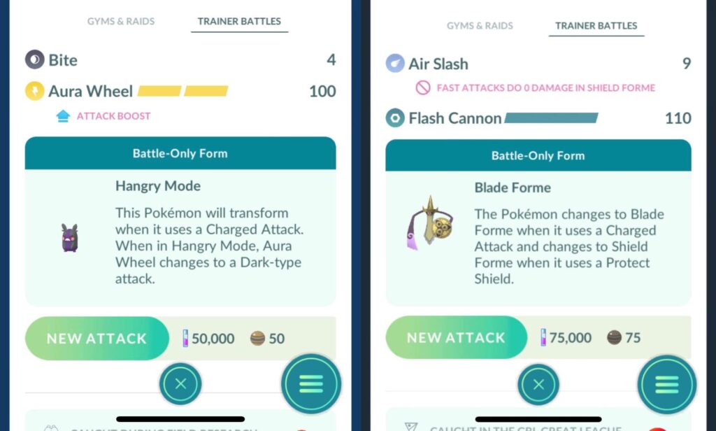 Morpeko And Aegislash now show info about their form change