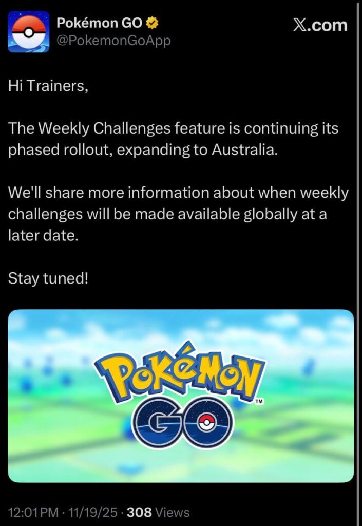 Weekly Challenge rollout has been expanded to Australia