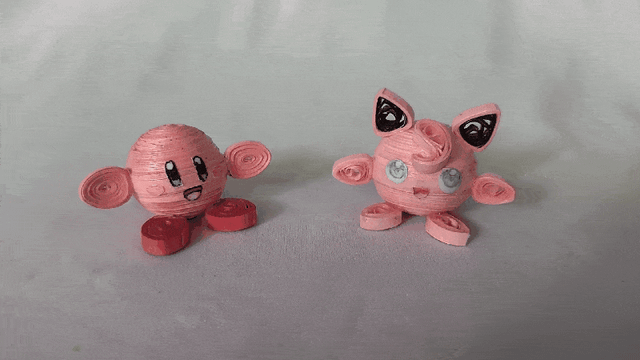 Jigglypuff and Kirby in 3D Quilling Tecnique