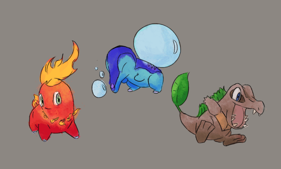 Pokemon Johtotype - starter designs