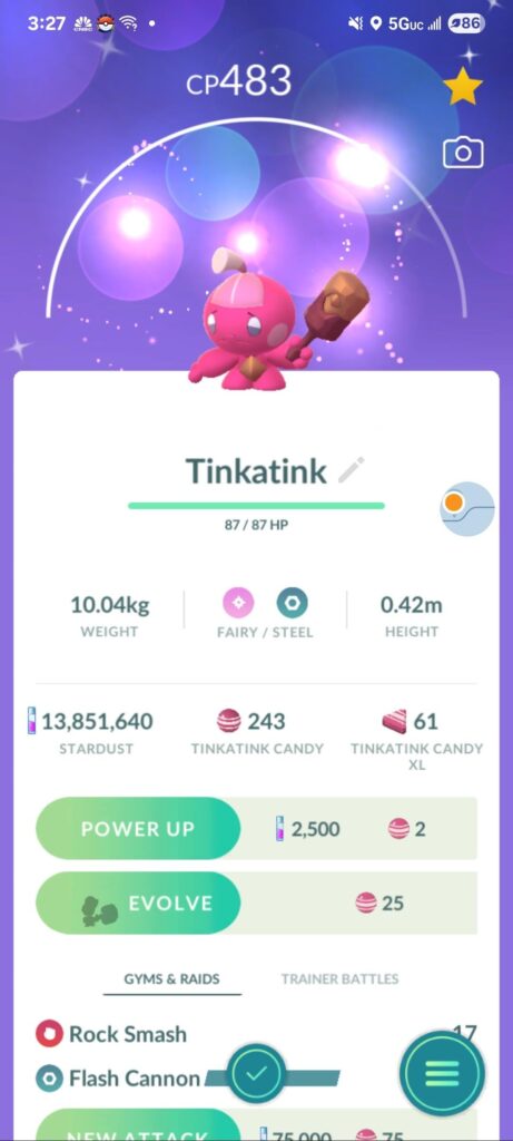 Shiny Tinkatink from 10k Egg Post Wild Area