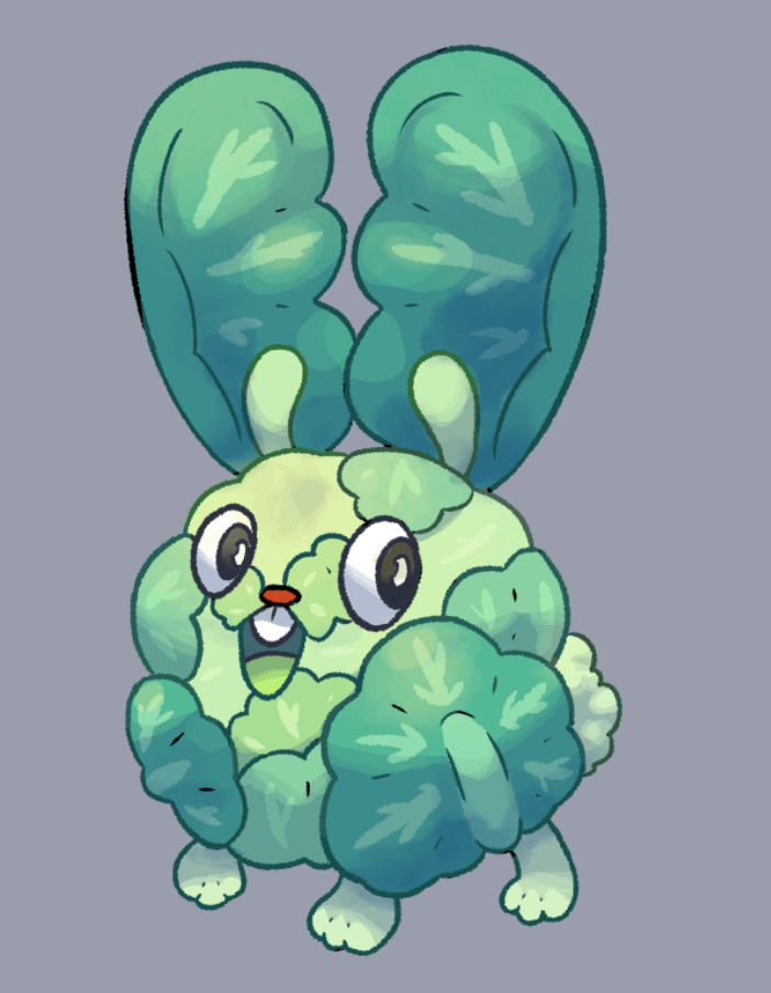 Every gen needs a mascot, so here's mine, a bunny/cabbage pokemon.