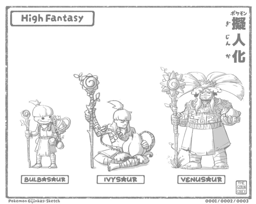 (OC) I’m making all Gen 1 Pokemon in human form. Which one of the first 3 should I make in color?
