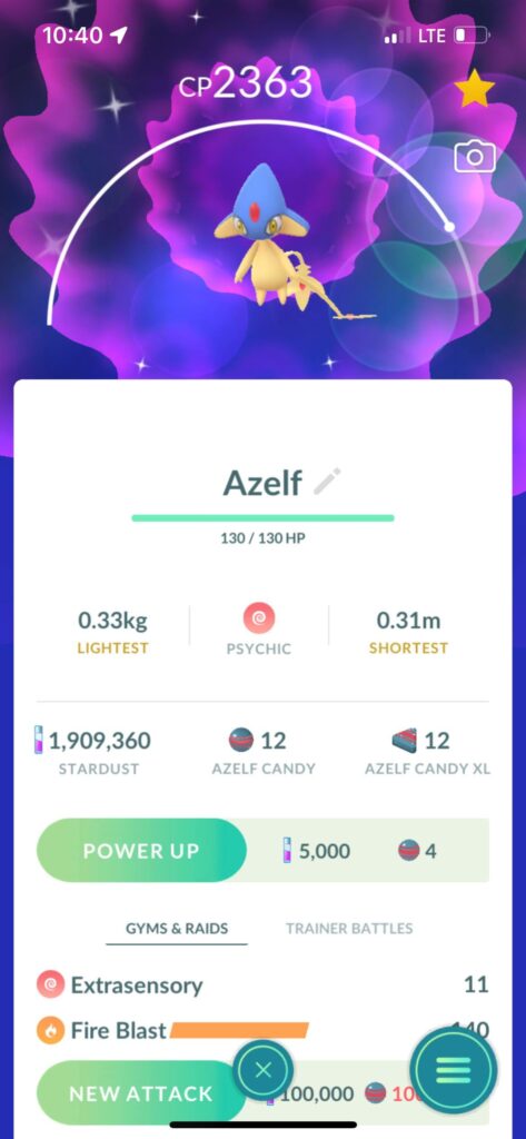 Found this shiny azelf in the wild!!