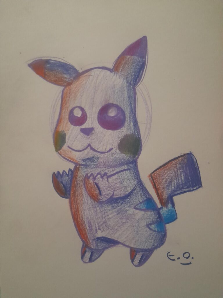 My colored pencil sketch of Pikachu