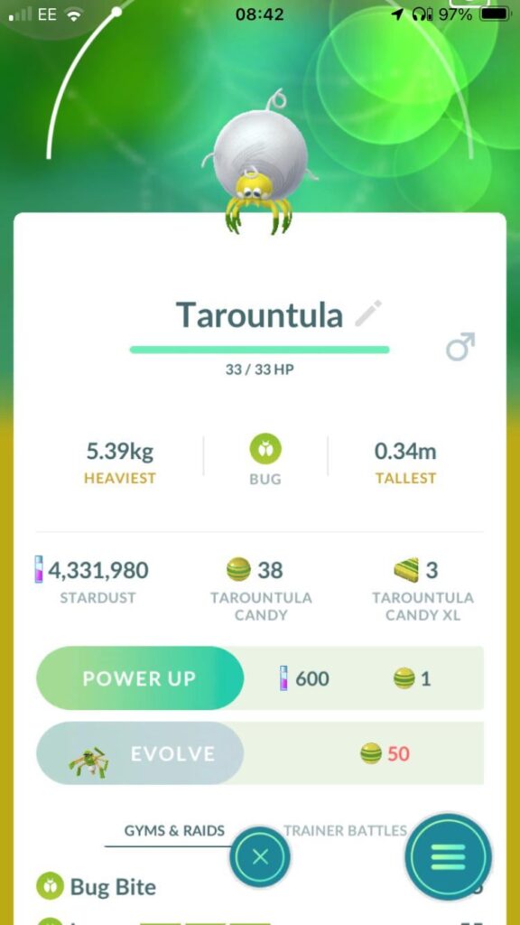 Tarountula taking 50 candies to evolve now (was 25 yesterday)