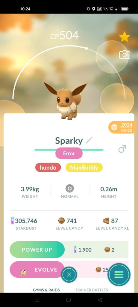 Eevee naming trick not working, constantly showing error with every name.