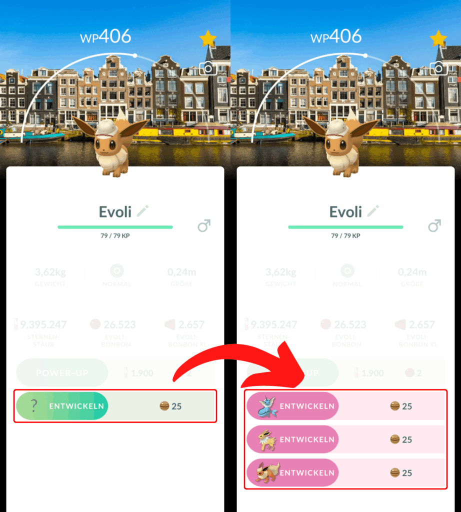 Give us control over which Kantonian evolution we want our Eevees to evolve into – at any time, not just once