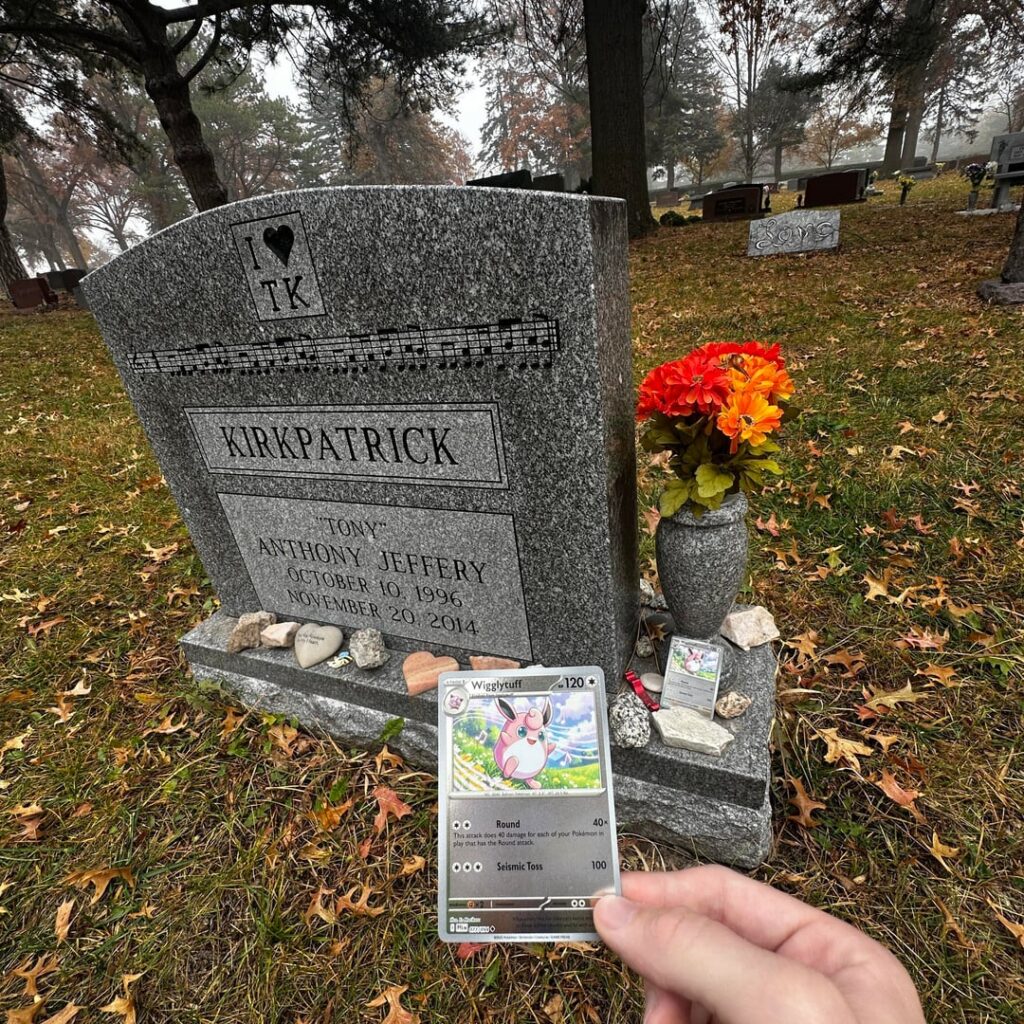 My best friend died 11 years ago today.  I visit him every year and this year I brought 2 packs with me.  Ended up getting the same card In both packs that matched his headstone ❤️