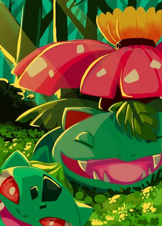 A beaming smile from Venusaur and bulbasaur