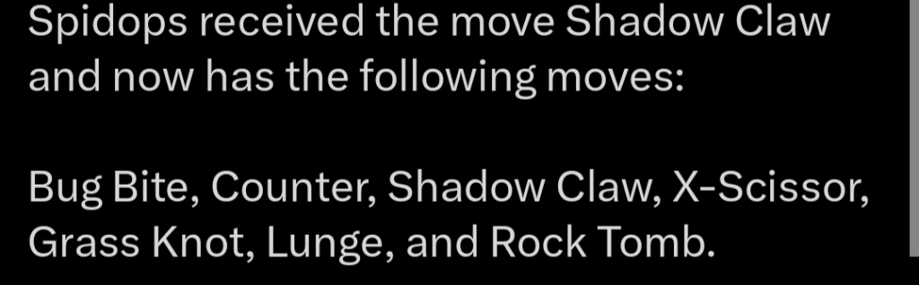 Spidors Moveset update