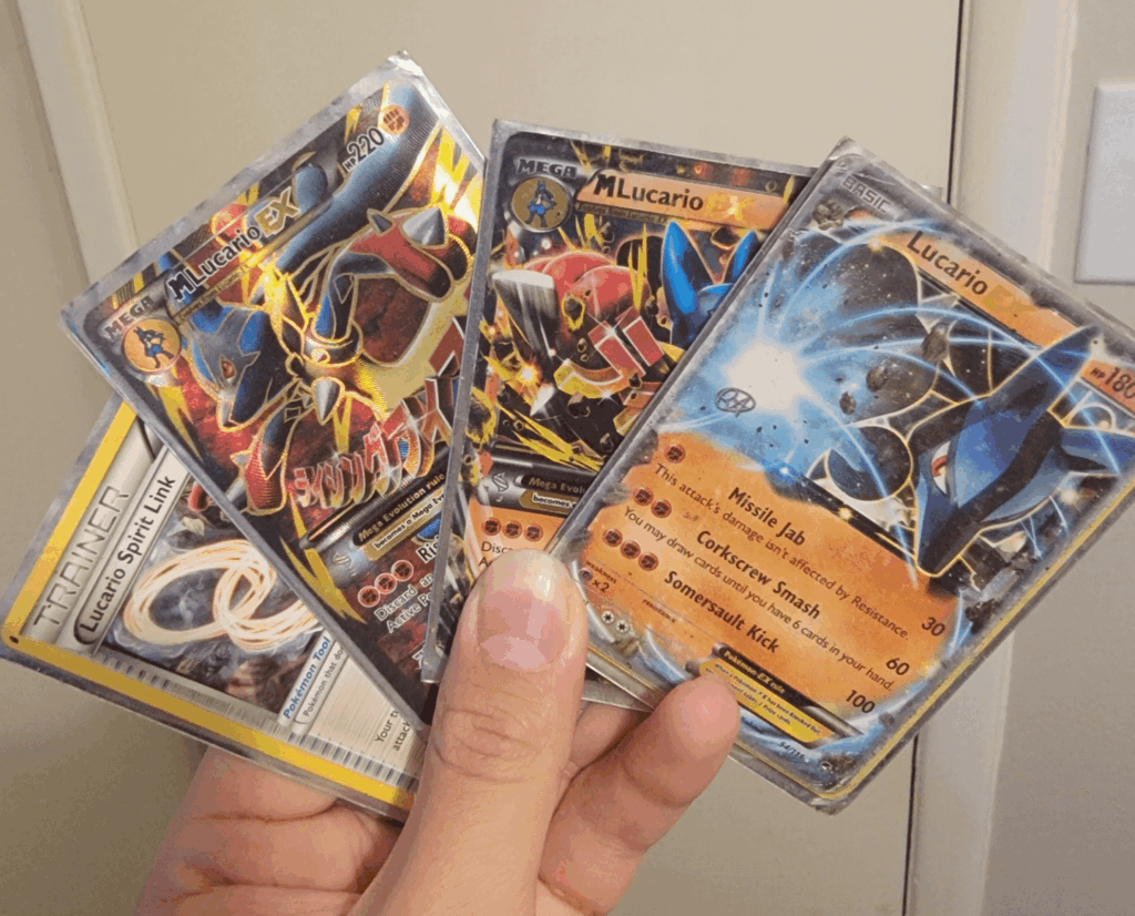 So I haven't collected any cards since like 2018, my favorite pokemon is Lucario and I was wondering if there are any new cards of him that I could go after. (Pic of my old cards)