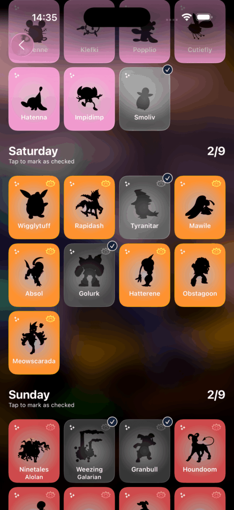 Checklist App for Wild Area events