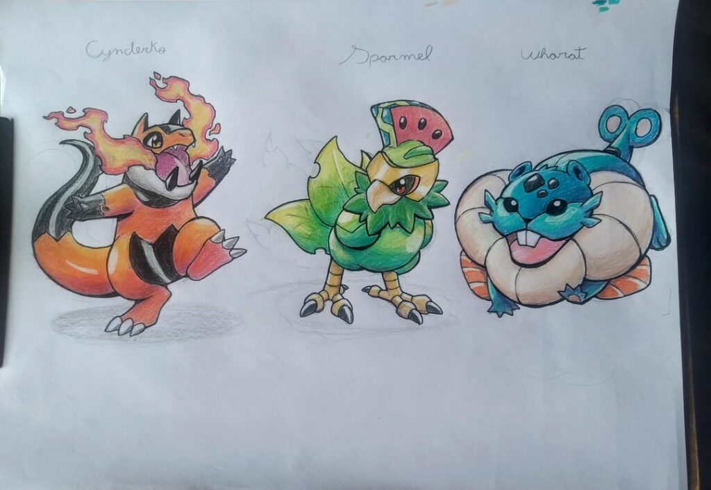 My evolution drawing my Fakemons.