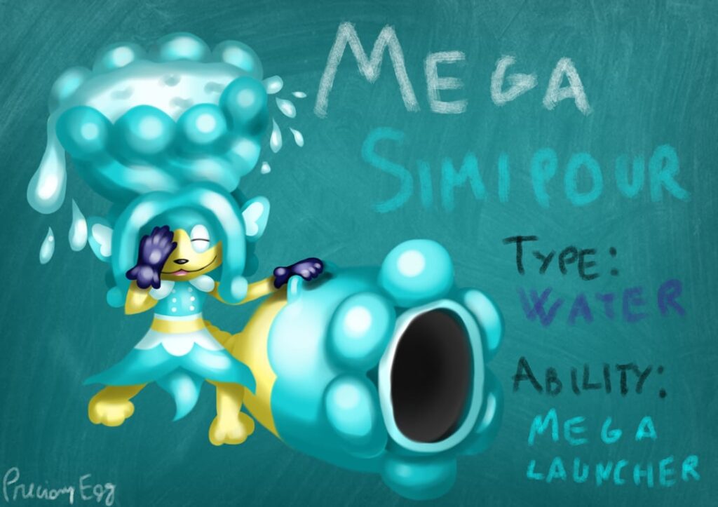 Drawing Megas for the members of my team that didn't get one #1: Laundry the Simipour [OC]