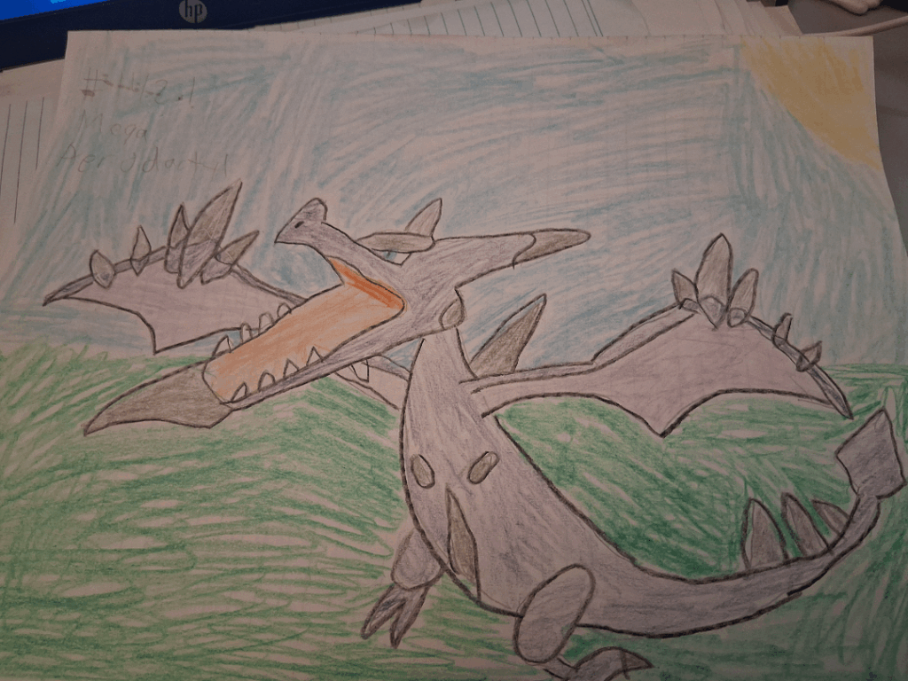 Mega Aerodactyl and Garchomp Drawings