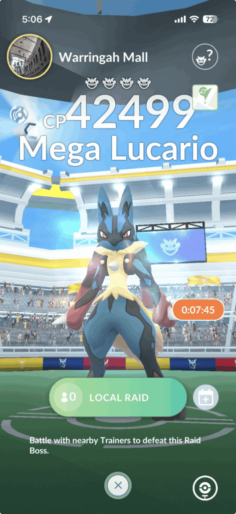 Mega Lucario is local raid only for some reason