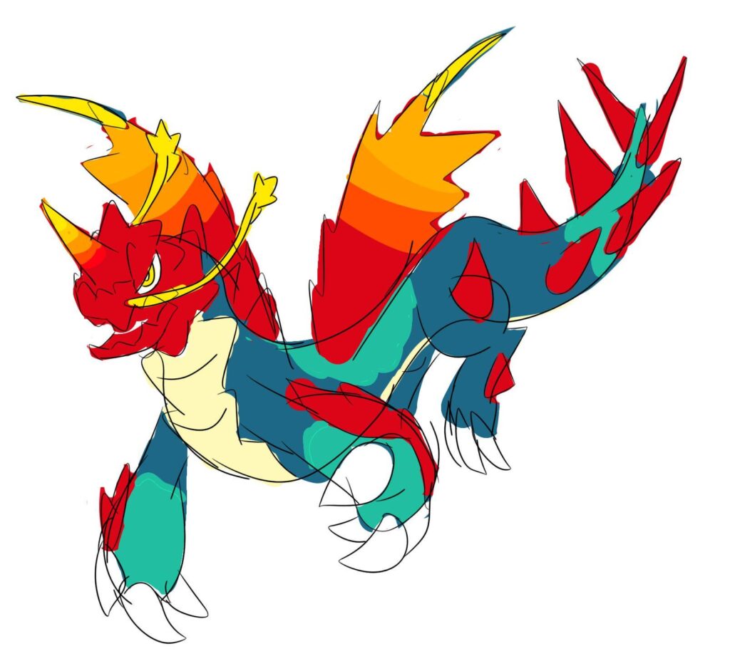 A sketch for a druddigon evolution "Druddilong"