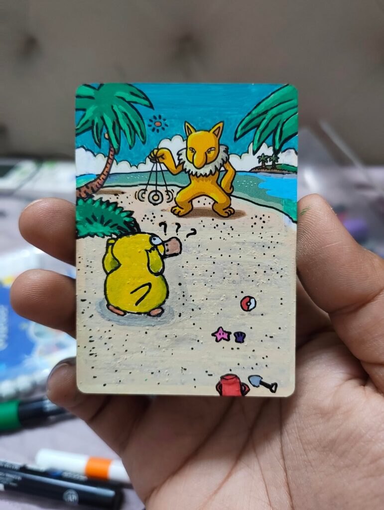 I tried painting a Pokemon card for the first time!