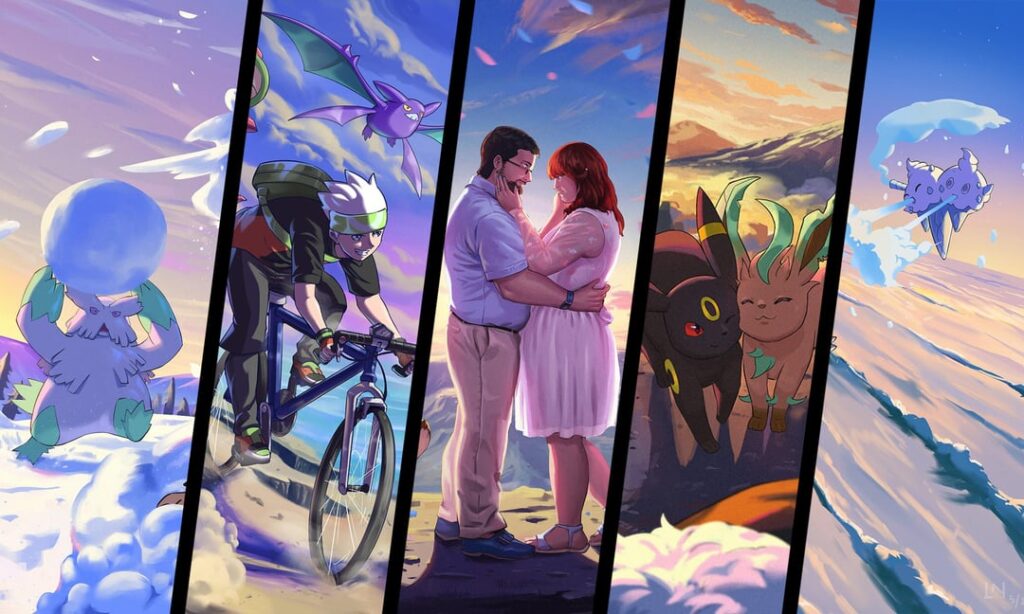 [OC] Fanart various sunset Pokemon scenes