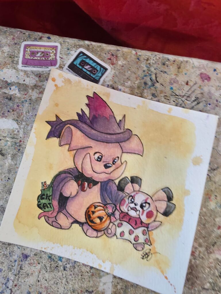 Pokemon Halloween Painting OC- Granbull and Snubbull