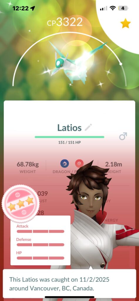 Back to back shiny Latios in raids and the second purified for my FIRST SHUNDO