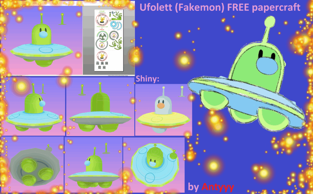 [OC] Made the popular Ufolett Fakemon into a FREE papercraft template