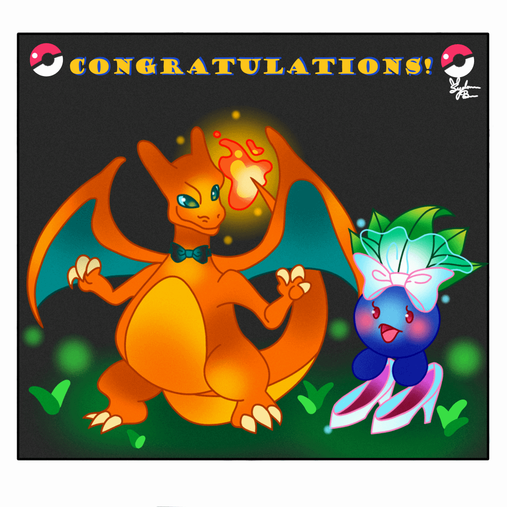 I made this pokemon wedding card concept for my friend! 🧡💚
