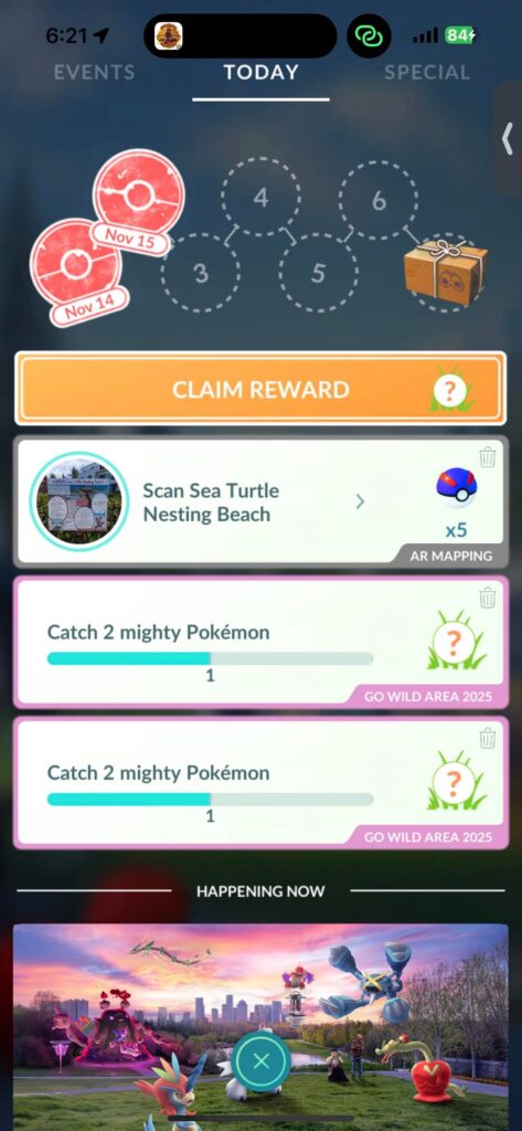 Stacked mighty pokemon from field research count towards “Catch 2 mighty pokemon” after event hours